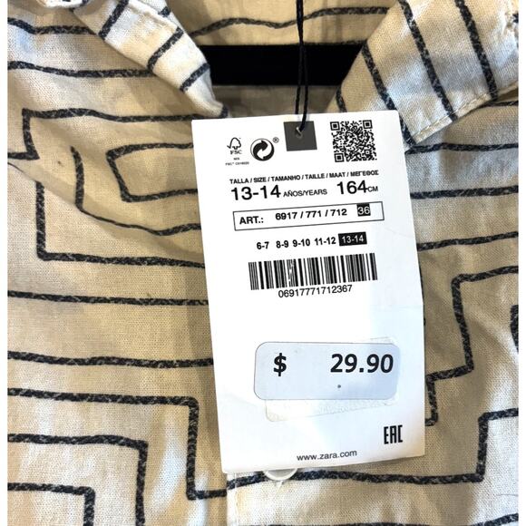 Zara Button Down Geometric Top NWT - Picture 4 of 4